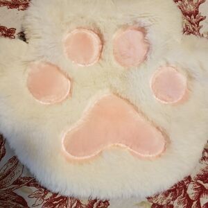 Cat Paw Crossbody Purse Kawaii Detachable Chain Furry Soft White Pink Zip top